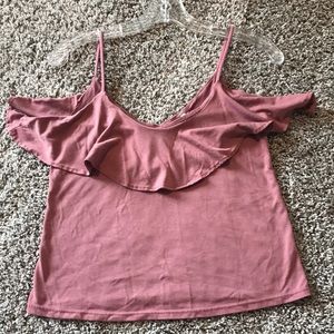 XS Charlotte Russe rose colored flutter top tank